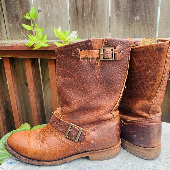 Vintage Shoe Company Leather Moto Boots - Picture 2 of 6